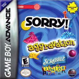 Sorry & Aggravation & Scrabble Junior box art for GameBoy Advance